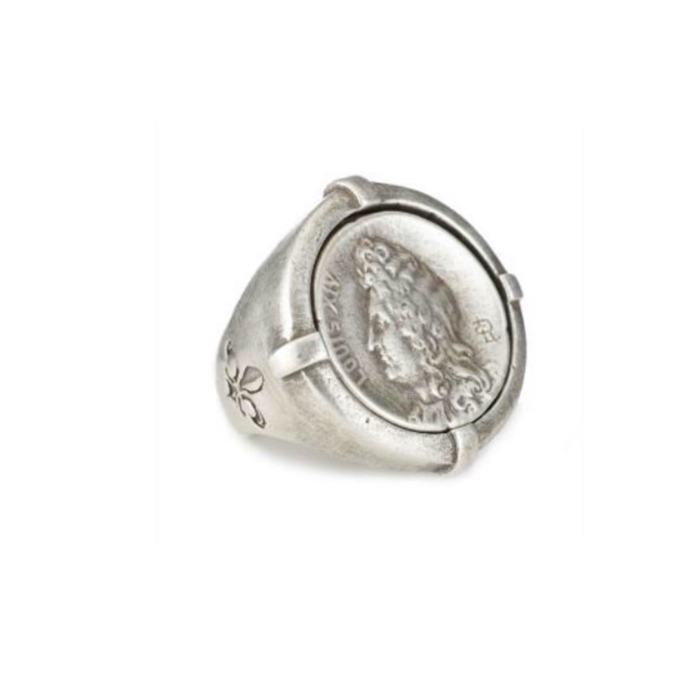 Antiqued Sterling Silver Clad Ring with Louis XIV